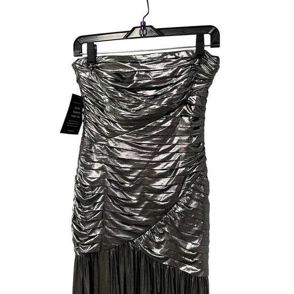 NWT Retrofete Strapless Formal Josie Dress in Gunmetal Metallic Gray Womens XS - Picture 12 of 12